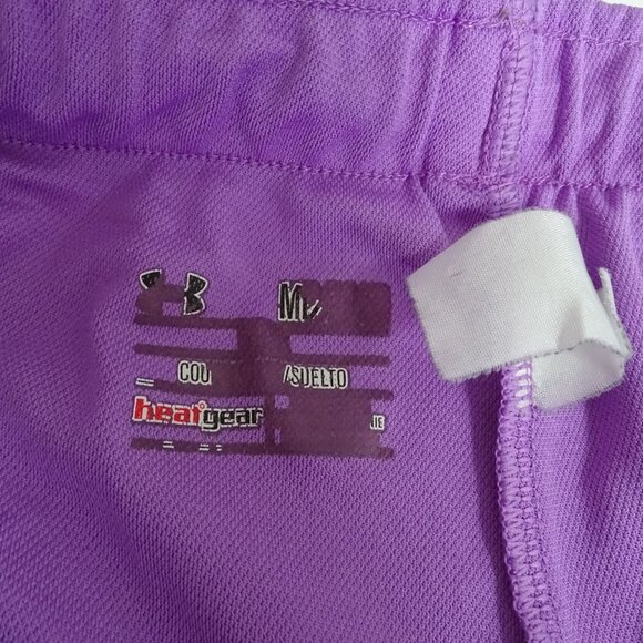 Under Armour HeatGear Purple Athletic Shorts Women Size M Running Workout FLAW - Picture 5 of 8